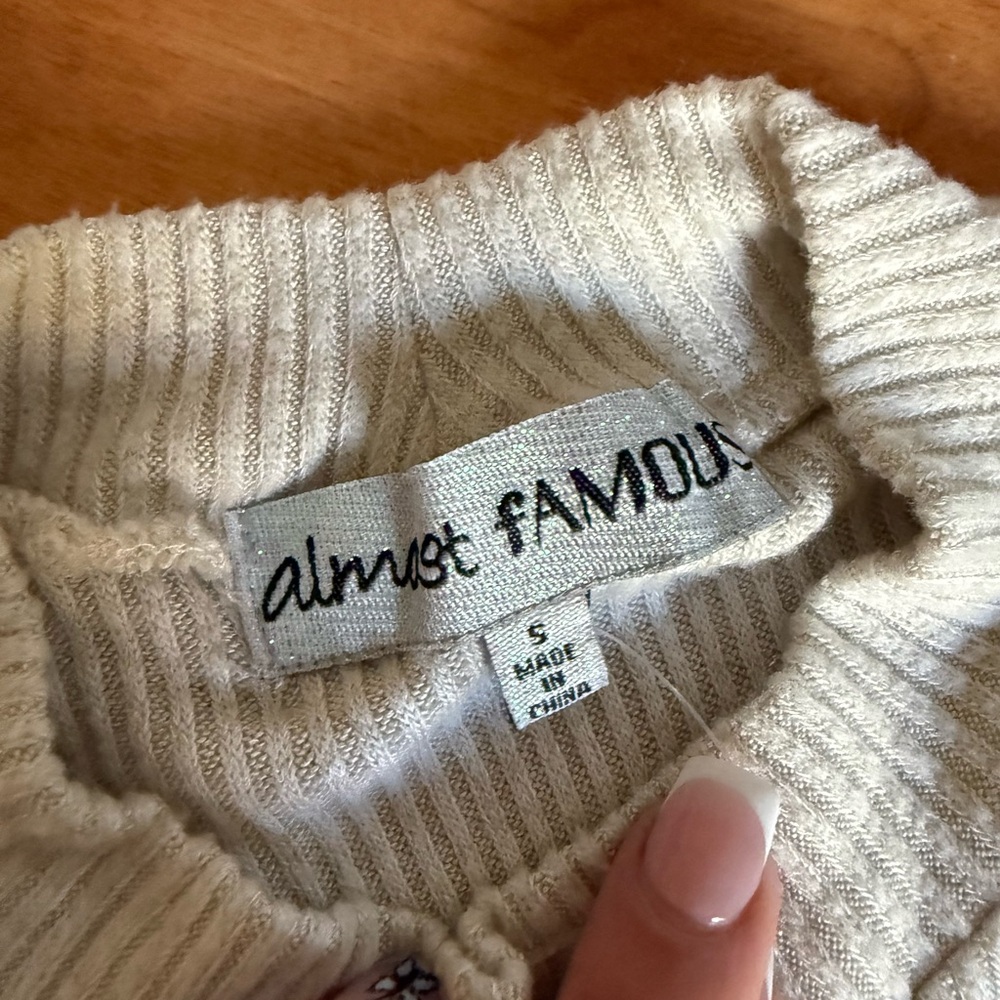 Almost Famous Beige Ribbed Sweater - Picture 2 of 12